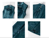 Grace Peacock Blue Green Jacquard Cheongsam Dress
