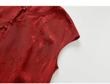 Rayna Red Floral Jacquard Cheongsam Dress