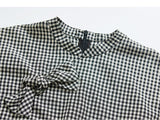 Thalia Black and White Plaid Cheongsam Top