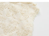 Camellia Almond Beige Beaded Lace Cheongsam Top