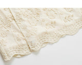 Camellia Almond Beige Beaded Lace Cheongsam Top