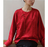 Lunara Crabapple Red Jacquard Cheongsam Top