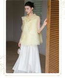 Jonquil Gold Thread Embroidered Cheongsam Top