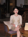Rosalinda 2-Piece Floral Embroidered Cheongsam Set