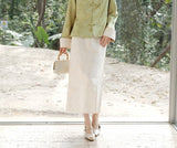 Moonstone Jacquard Spring Green Cheongsam Top