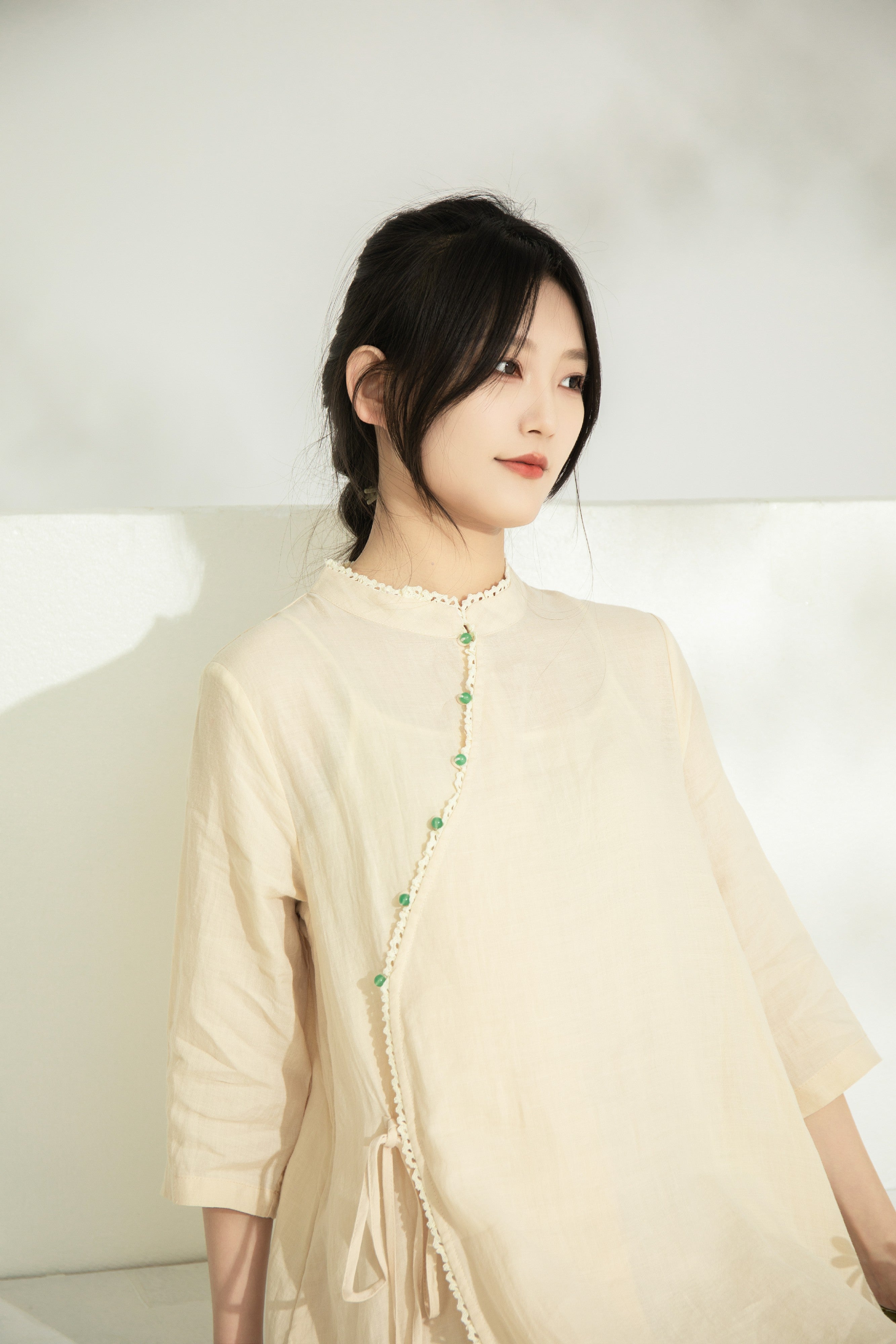 Refined Linen Cheongsam Dress