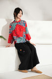 Refined Red Sakura Print Cheongsam