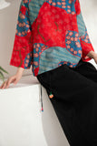 Refined Red Sakura Print Cheongsam