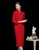 Borlas rojas Qipao Cheongsam