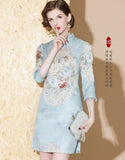 Perlblauer Qipao Cheongsam