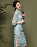 Eisblaues Qipao Cheongsam