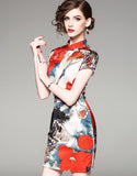 Rote Malerei Qipao Cheongsam