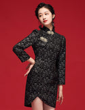 Cheongsam Qipao de cuentas negras