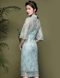 Qipao Cheongsam Biru Berais