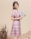 Cheongsam Qipao Nipis Ungu
