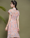 Fleur de pêcher Qipao Cheongsam