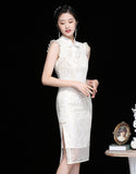 Qipao Cheongsam Blanc Doré