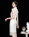 Qipao Cheongsam Blanc Doré