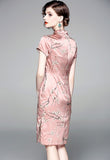 Cheongsam Qipao Merah Jambu Sutera