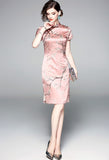 Cheongsam Qipao Merah Jambu Sutera