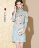 Perlblauer Qipao Cheongsam