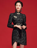 Cheongsam Qipao de cuentas negras