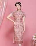 Qipao Cheongsam de granadina rosa