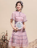Cheongsam Qipao Nipis Ungu