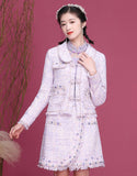 Qipao Cheongsam violeta de dos piezas