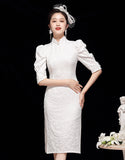 Rendez-vous blanc Qipao Cheongsam